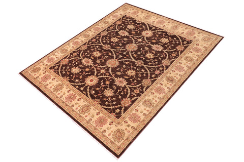 handmade Transitional Kafkaz Brown Beige Hand Knotted RECTANGLE 100% WOOL area rug 8' x 9'