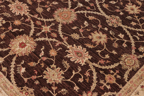 handmade Transitional Kafkaz Brown Beige Hand Knotted RECTANGLE 100% WOOL area rug 8' x 9'