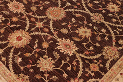 handmade Transitional Kafkaz Brown Beige Hand Knotted RECTANGLE 100% WOOL area rug 8 x 9