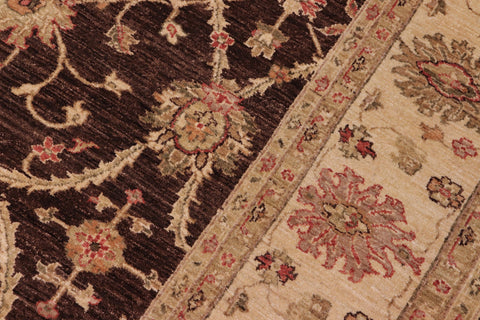 handmade Transitional Kafkaz Brown Beige Hand Knotted RECTANGLE 100% WOOL area rug 8' x 9'