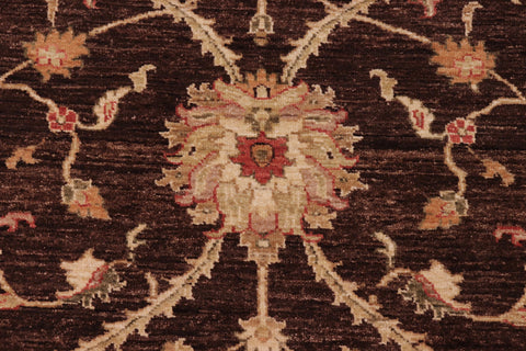 handmade Transitional Kafkaz Brown Beige Hand Knotted RECTANGLE 100% WOOL area rug 8' x 9'