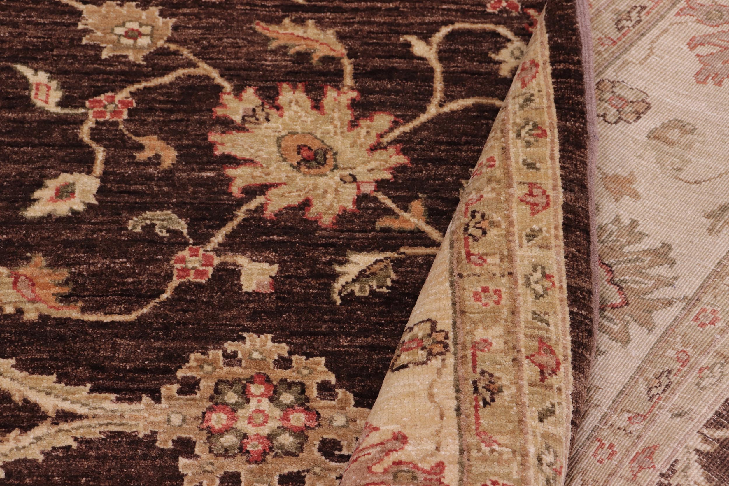 handmade Transitional Kafkaz Brown Beige Hand Knotted RECTANGLE 100% WOOL area rug 8' x 9'