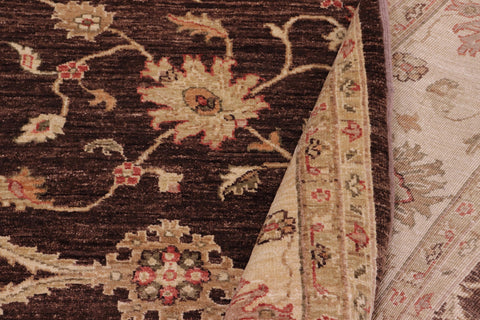 handmade Transitional Kafkaz Brown Beige Hand Knotted RECTANGLE 100% WOOL area rug 8' x 9'