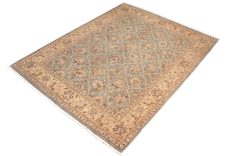 handmade Transitional Kafkaz Lt. Green Beige Hand Knotted RECTANGLE 100% WOOL area rug 8' x 10'