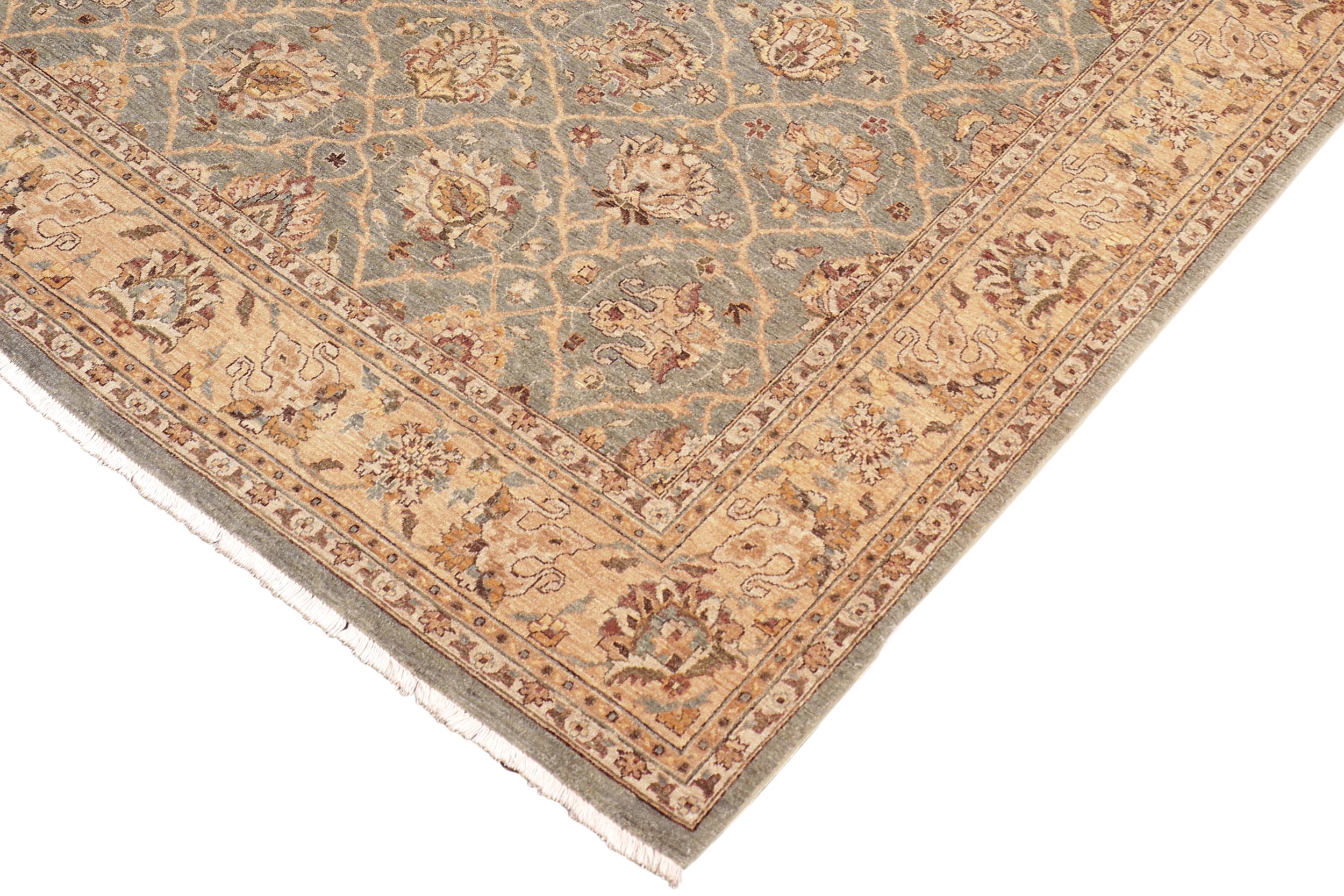 handmade Transitional Kafkaz Lt. Green Beige Hand Knotted RECTANGLE 100% WOOL area rug 8' x 10'