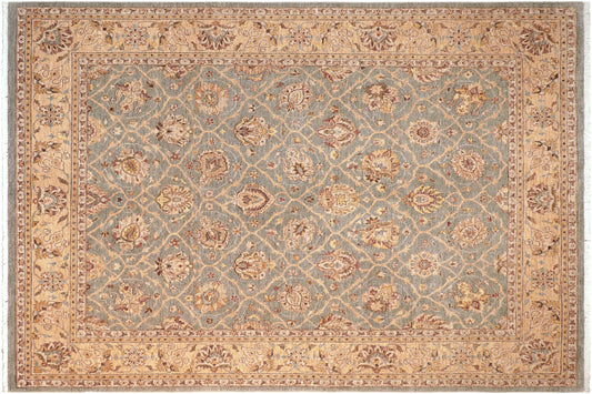 handmade Transitional Kafkaz Lt. Green Beige Hand Knotted RECTANGLE 100% WOOL area rug 8' x 10'