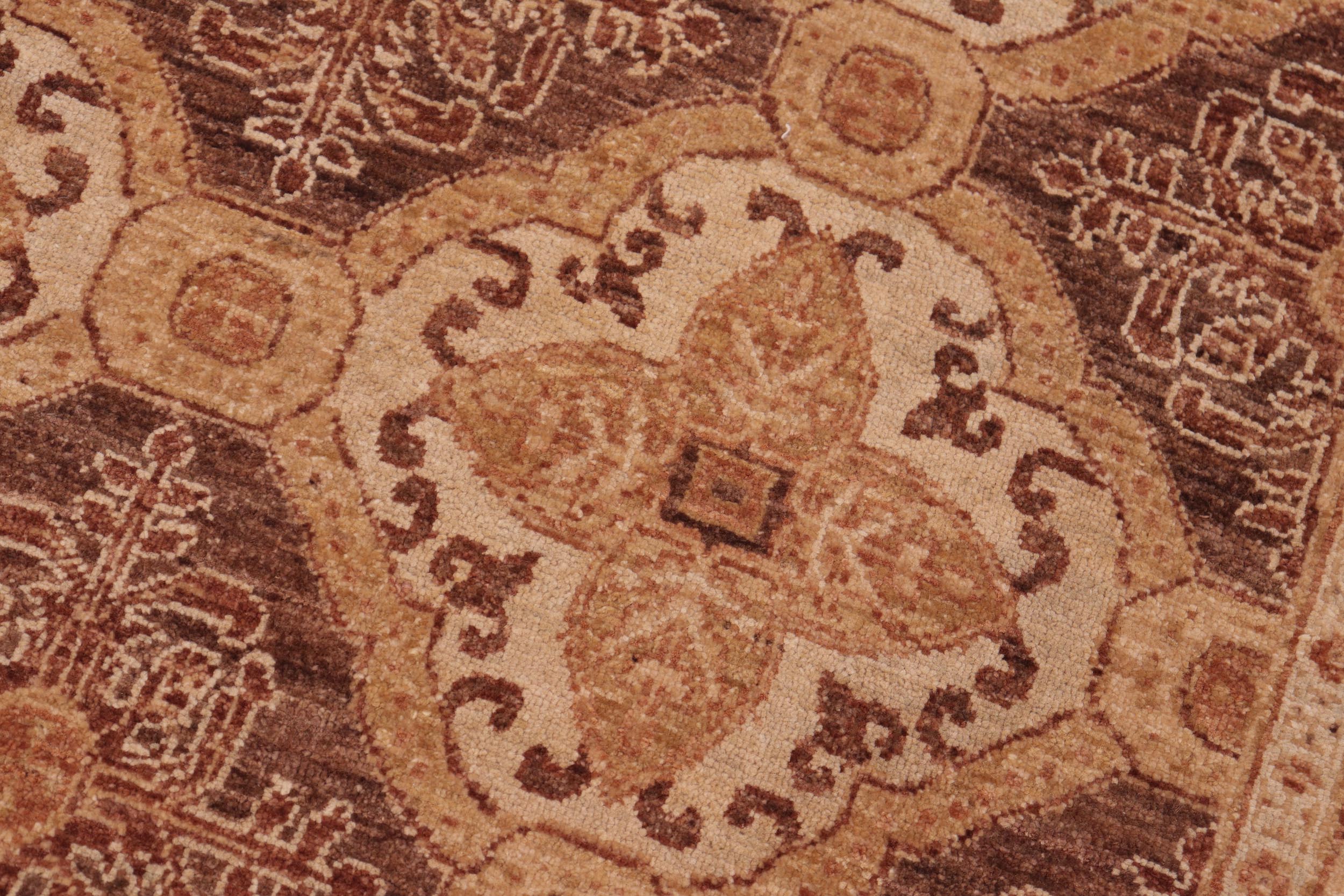 handmade Transitional Kafkaz Brown Gold Hand Knotted RECTANGLE 100% WOOL area rug 6' x 8'