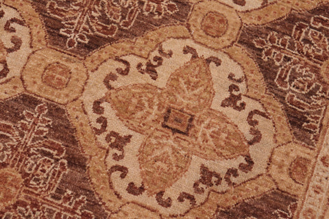 handmade Transitional Kafkaz Brown Gold Hand Knotted RECTANGLE 100% WOOL area rug 6' x 8'
