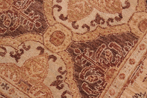 handmade Transitional Kafkaz Brown Gold Hand Knotted RECTANGLE 100% WOOL area rug 6' x 8'