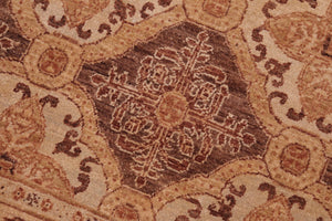 handmade Transitional Kafkaz Brown Gold Hand Knotted RECTANGLE 100% WOOL area rug 6' x 8'