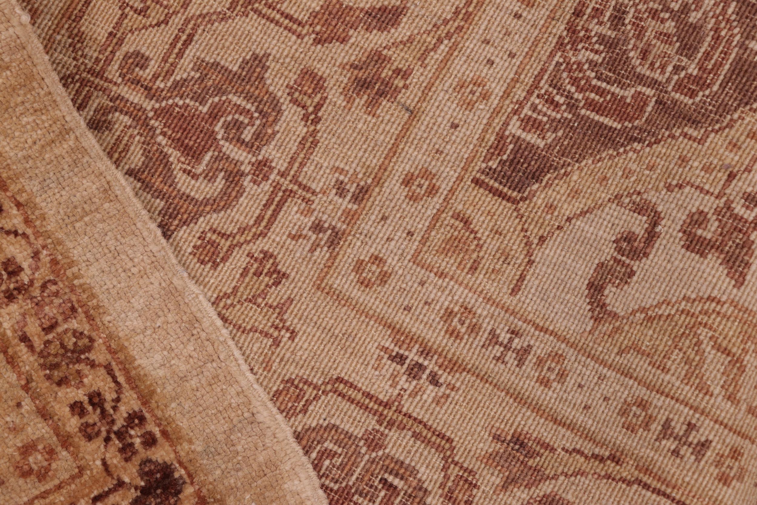 handmade Transitional Kafkaz Brown Gold Hand Knotted RECTANGLE 100% WOOL area rug 6' x 8'