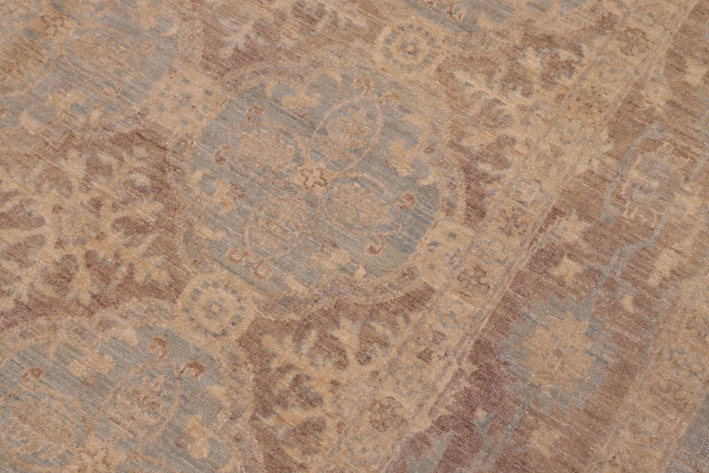 handmade Transitional Kafkaz Lt. Blue Brown Hand Knotted RECTANGLE 100% WOOL area rug 6' x 9'