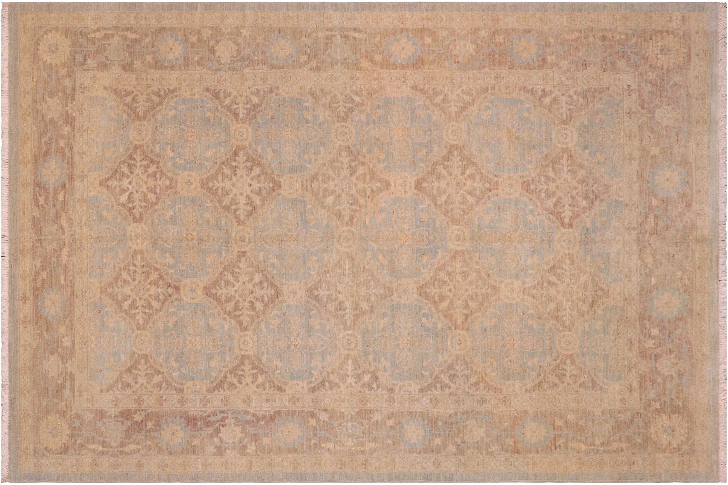 handmade Transitional Kafkaz Lt. Blue Brown Hand Knotted RECTANGLE 100% WOOL area rug 6' x 9'