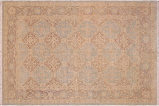 handmade Transitional Kafkaz Lt. Blue Brown Hand Knotted RECTANGLE 100% WOOL area rug 6' x 9'