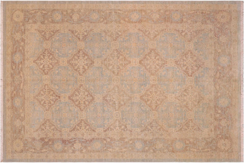 handmade Transitional Kafkaz Lt. Blue Brown Hand Knotted RECTANGLE 100% WOOL area rug 6' x 9'