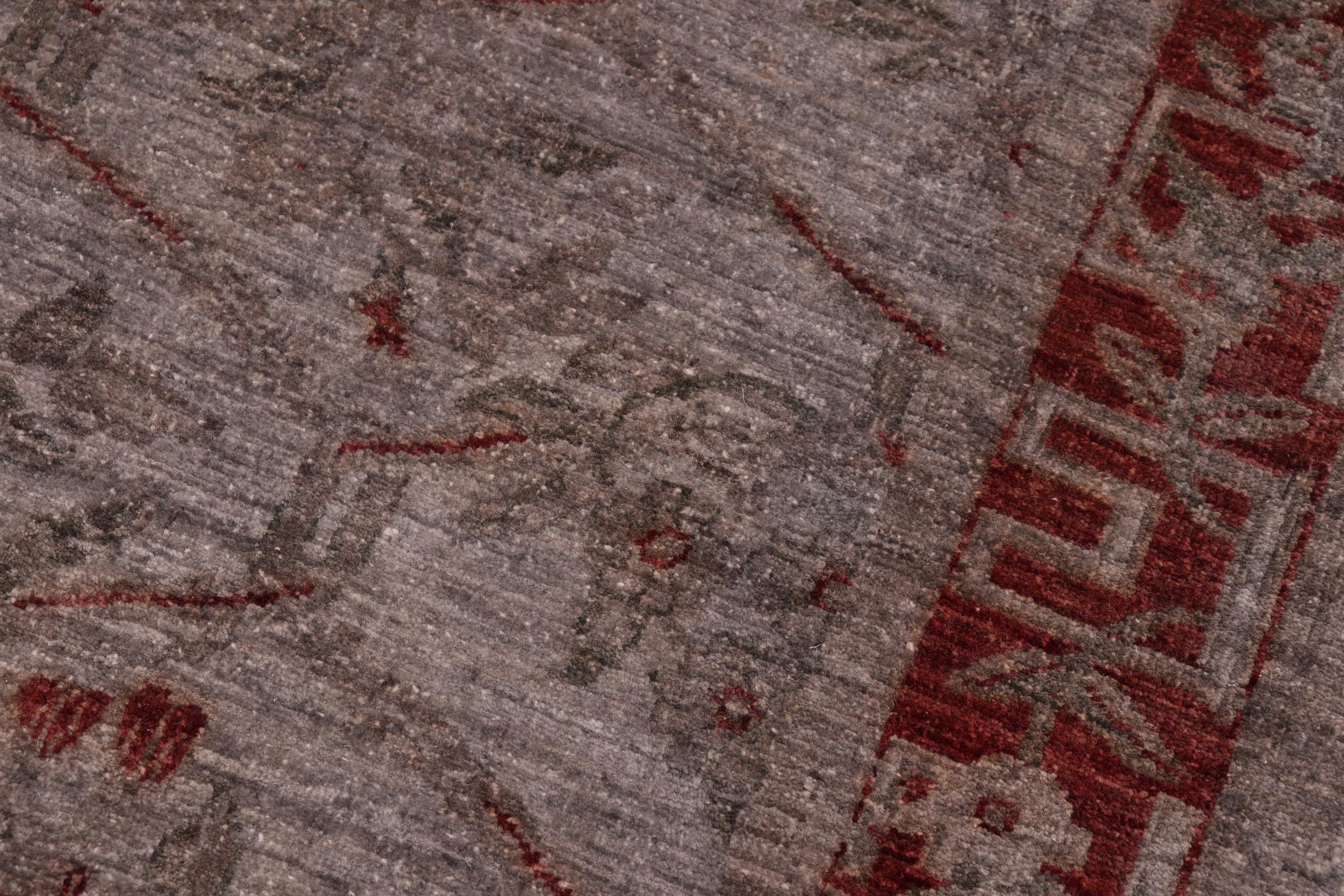 handmade Over Dyed Over Dyed Gray Red Hand Knotted RECTANGLE 100% WOOL area rug 6' x 9'