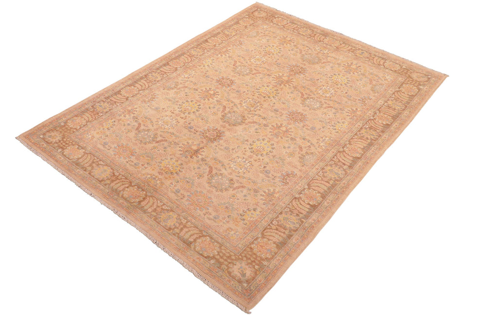 handmade Traditional Kafkaz Tan Brown Hand Knotted RECTANGLE 100% WOOL area rug 6' x 9'