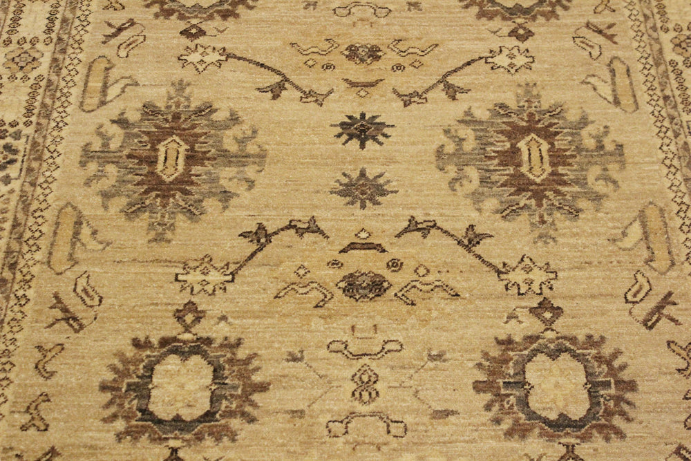 handmade Geometric Kafkaz Tan Lt. Brown Hand Knotted RECTANGLE 100% WOOL area rug 4' x 6'