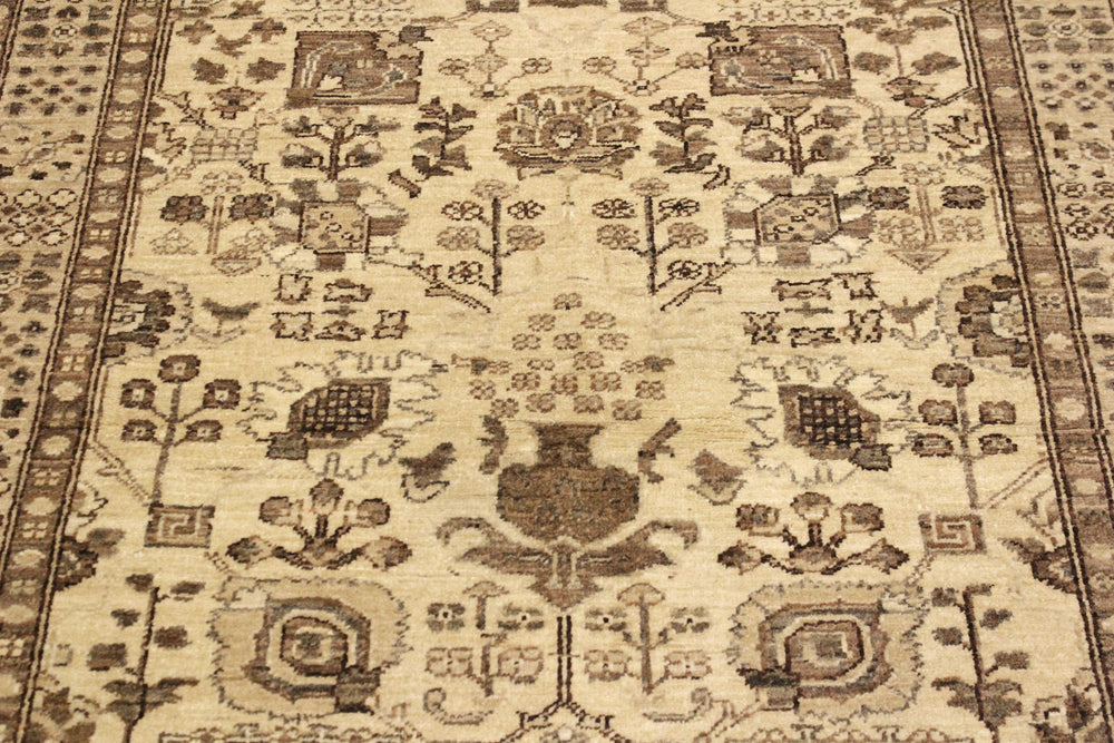 handmade Geometric Kafkaz Tan Lt. Brown Hand Knotted RECTANGLE 100% WOOL area rug 4' x 6'