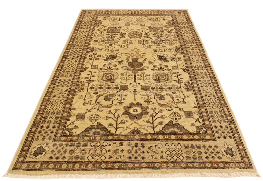 handmade Traditional Kafkaz Tan Lt. Brown Hand Knotted RECTANGLE 100% WOOL area rug 4 x 6