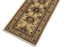 handmade Geometric Kafkaz Lt. Gold Tan Hand Knotted RUNNER 100% WOOL area rug 3' x 9'
