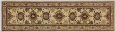 handmade Geometric Kafkaz Lt. Gold Tan Hand Knotted RUNNER 100% WOOL area rug 3' x 9'