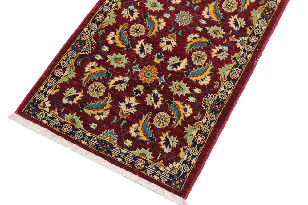 handmade Transitional Kafkaz Red Blue Hand Knotted RUNNER 100% WOOL area rug 3' x 10'
