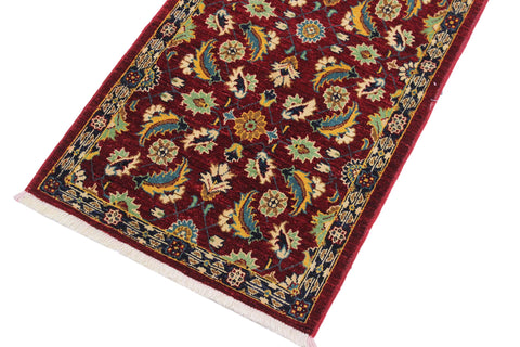 handmade Transitional Kafkaz Red Blue Hand Knotted RUNNER 100% WOOL area rug 3' x 10'