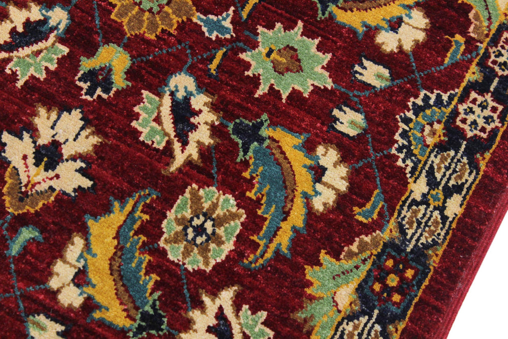 handmade Transitional Kafkaz Red Blue Hand Knotted RUNNER 100% WOOL area rug 3' x 10'