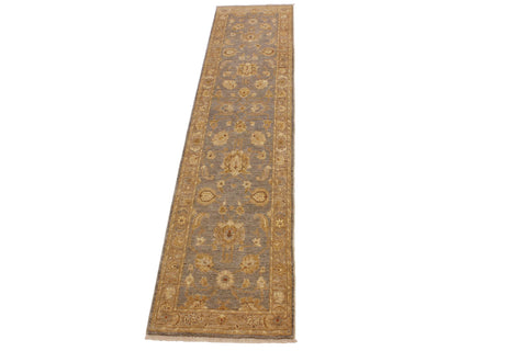 handmade Traditional Kafkaz Gray Lt. Brown Hand Knotted RUNNER 100% WOOL area rug 3' x 11'