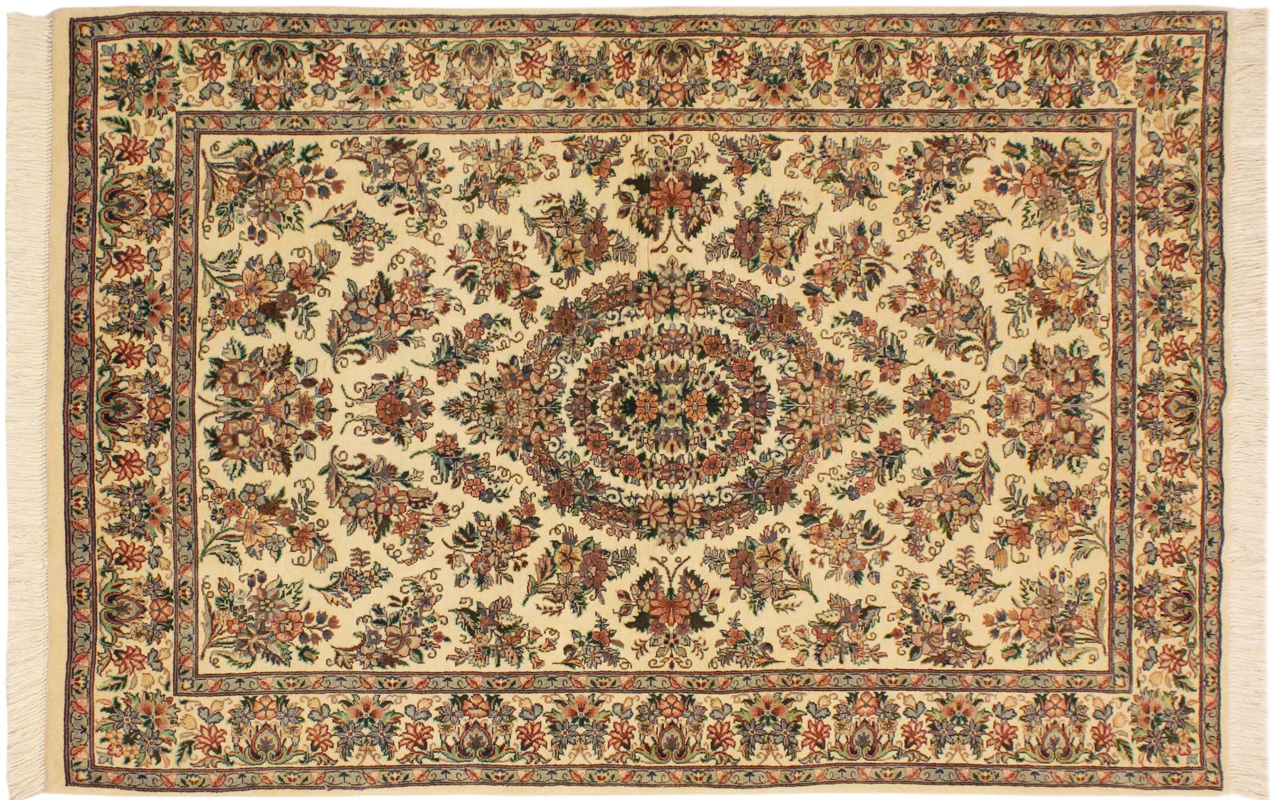 handmade Traditional Sarook Beige Pink Hand Knotted RECTANGLE 100% WOOL area rug 4x6