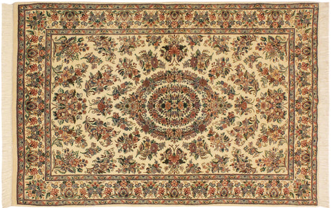 handmade Traditional Sarook Beige Pink Hand Knotted RECTANGLE 100% WOOL area rug 4x6