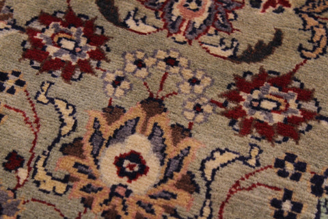 handmade Traditional Abasi Afsha Green Beige Hand Knotted RUNNER 100% WOOL area rug 3' x 13'