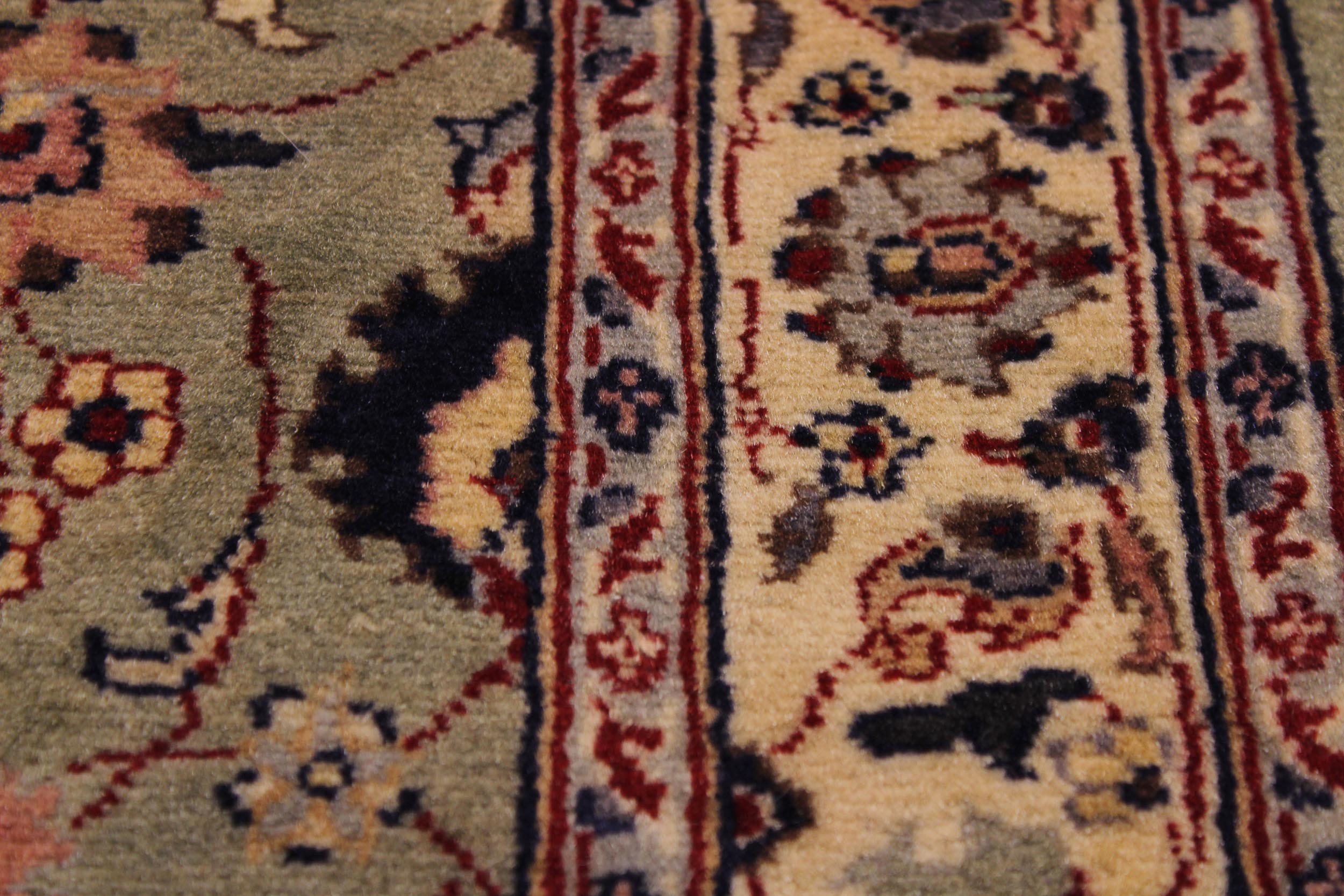 handmade Traditional Abasi Afsha Green Beige Hand Knotted RUNNER 100% WOOL area rug 3' x 13'