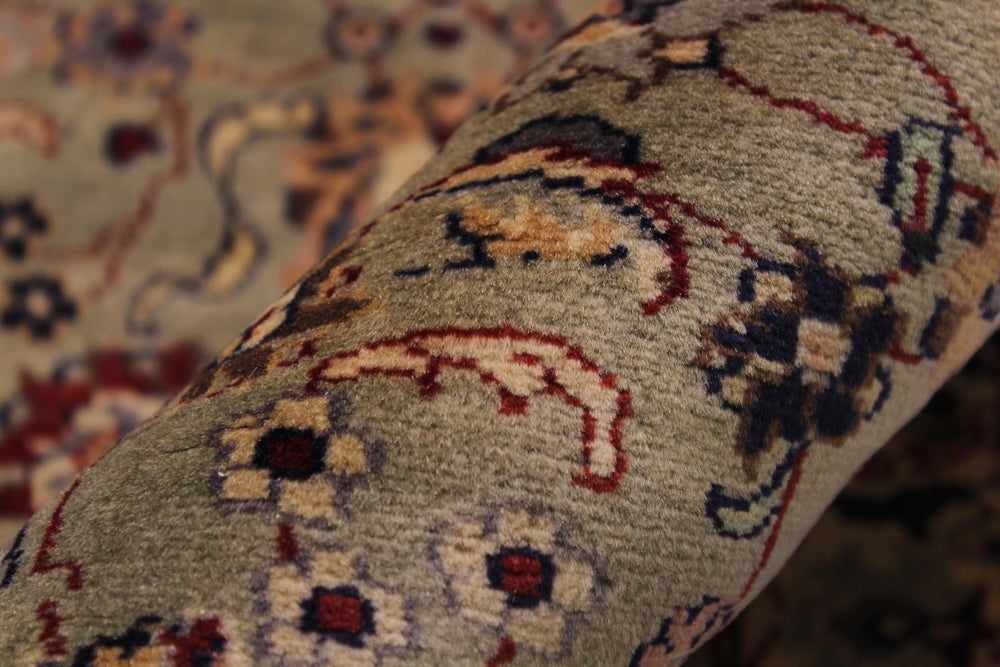handmade Traditional Abasi Afsha Green Beige Hand Knotted RUNNER 100% WOOL area rug 3' x 13'