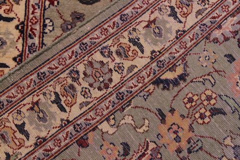 handmade Traditional Abasi Afsha Green Beige Hand Knotted RUNNER 100% WOOL area rug 3' x 13'