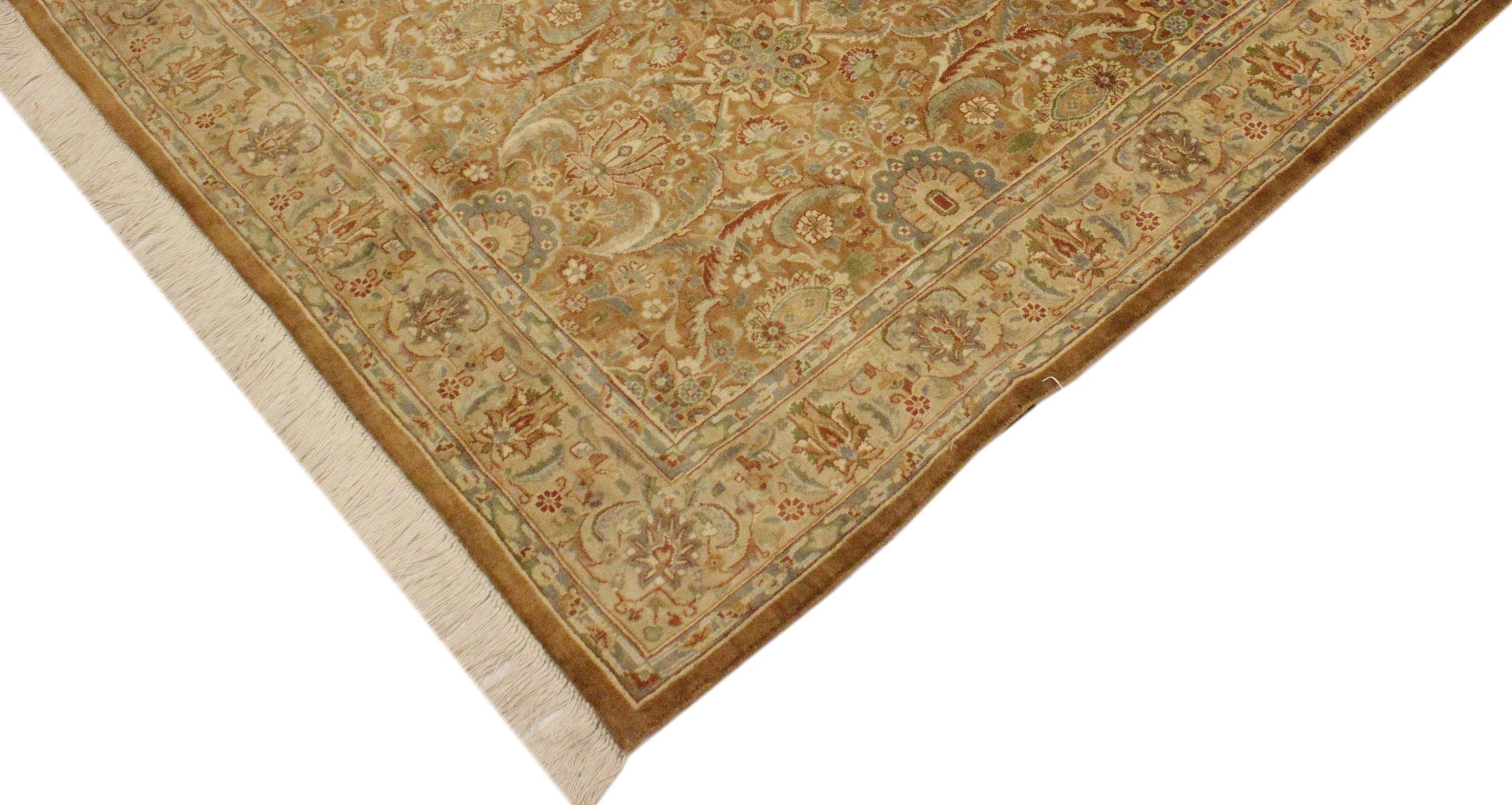 handmade Transitional Qaseem Bond Brown Tan Hand Knotted RECTANGLE 100% WOOL area rug 4x6