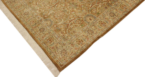 handmade Transitional Qaseem Bond Brown Tan Hand Knotted RECTANGLE 100% WOOL area rug 4x6