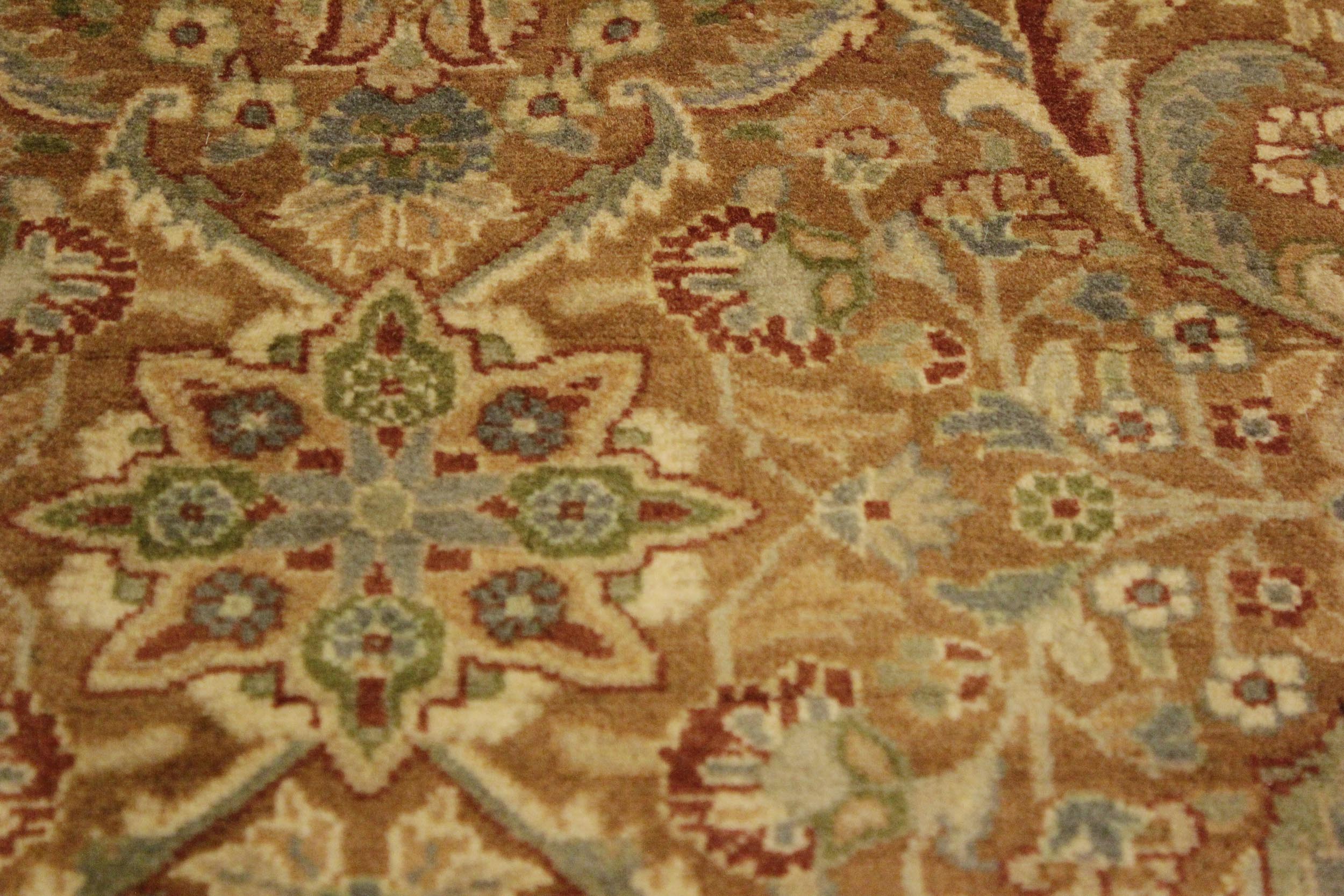 handmade Transitional Qaseem Bond Brown Tan Hand Knotted RECTANGLE 100% WOOL area rug 4x6