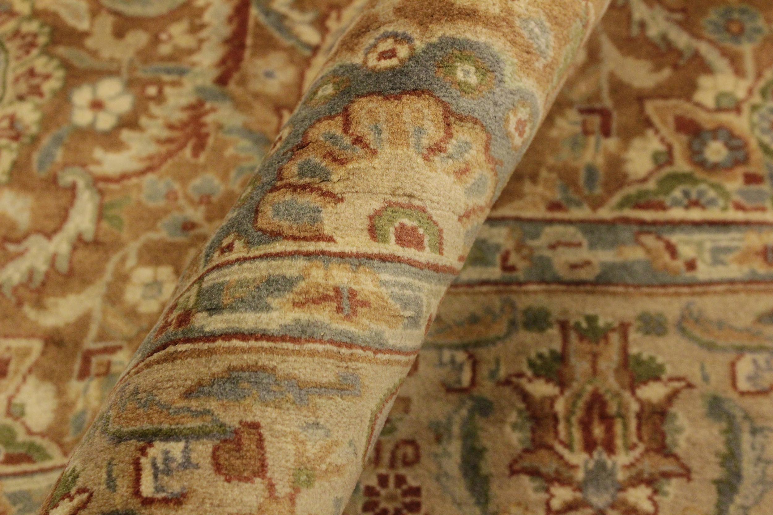 handmade Transitional Qaseem Bond Brown Tan Hand Knotted RECTANGLE 100% WOOL area rug 4x6