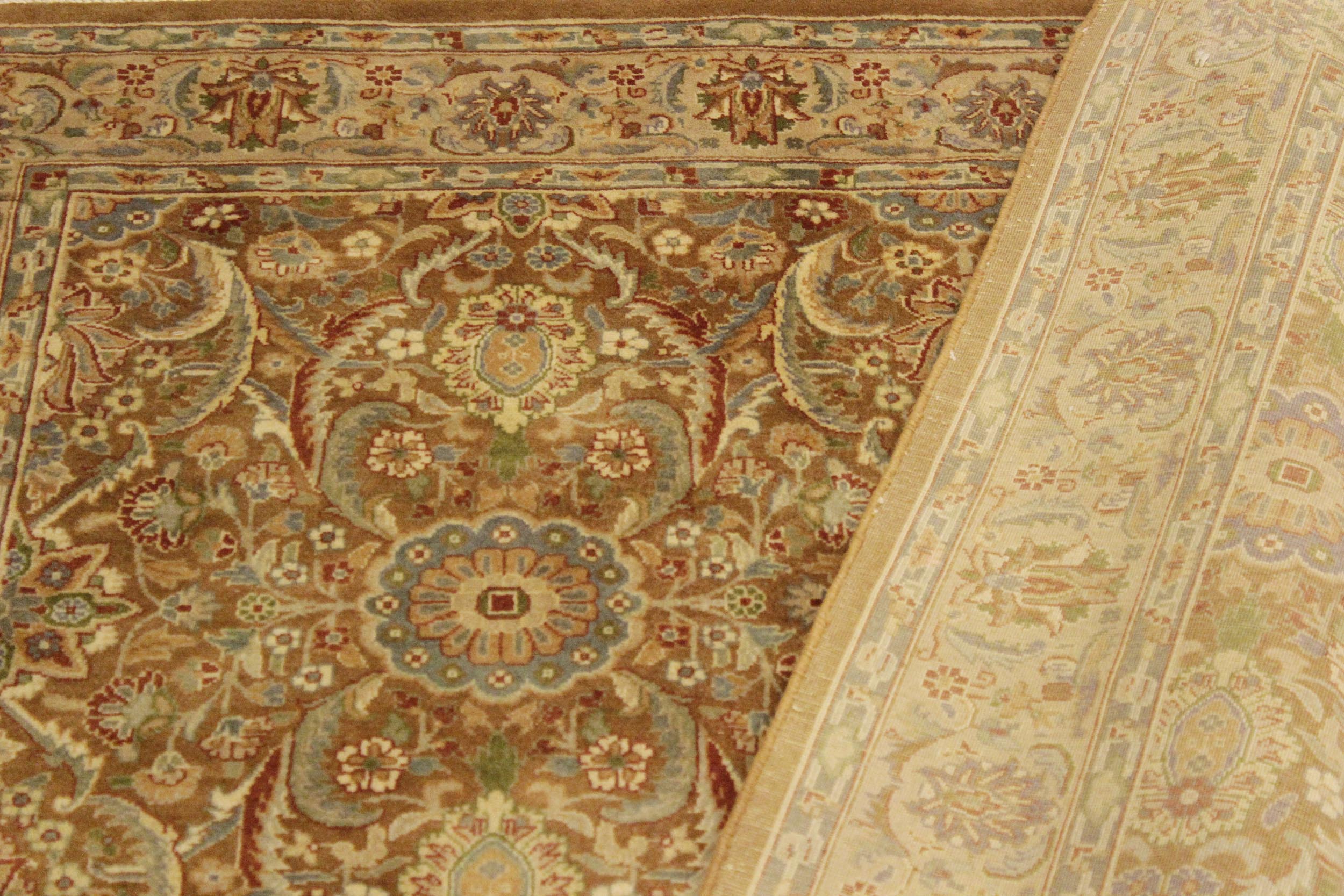 handmade Transitional Qaseem Bond Brown Tan Hand Knotted RECTANGLE 100% WOOL area rug 4x6