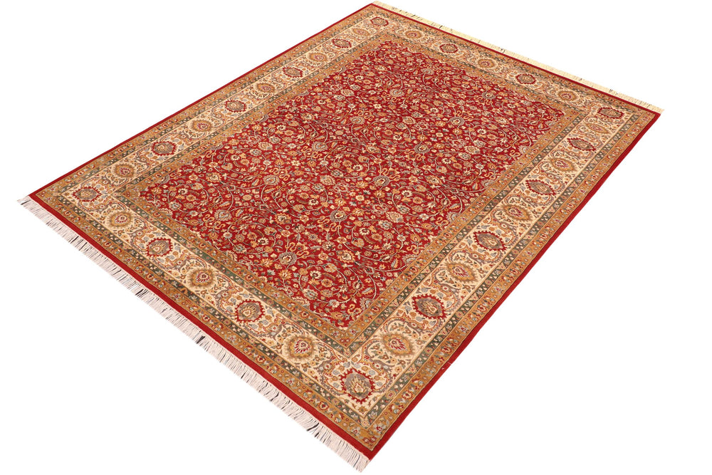 handmade Transitional Regular Red Beige Hand Knotted RECTANGLE 100% WOOL area rug 6x9