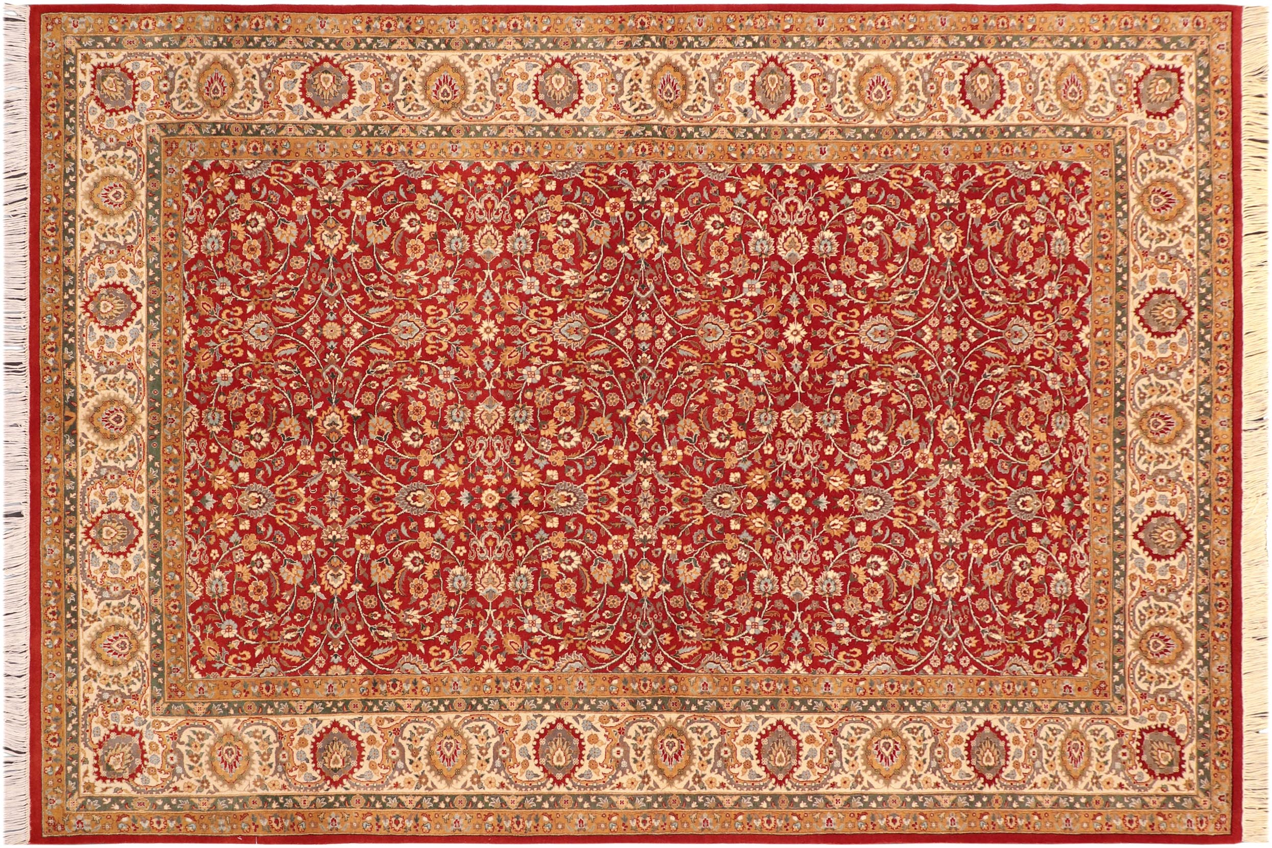 handmade Transitional Regular Red Beige Hand Knotted RECTANGLE 100% WOOL area rug 6x9