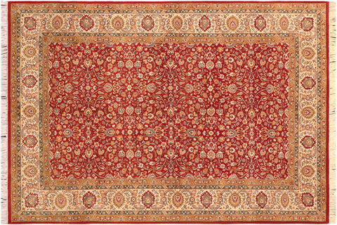 handmade Transitional Regular Red Beige Hand Knotted RECTANGLE 100% WOOL area rug 6x9