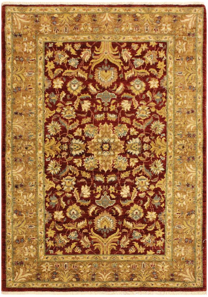 handmade Transitional Kafkaz Red Gold Hand Knotted RECTANGLE 100% WOOL area rug 4 x 6