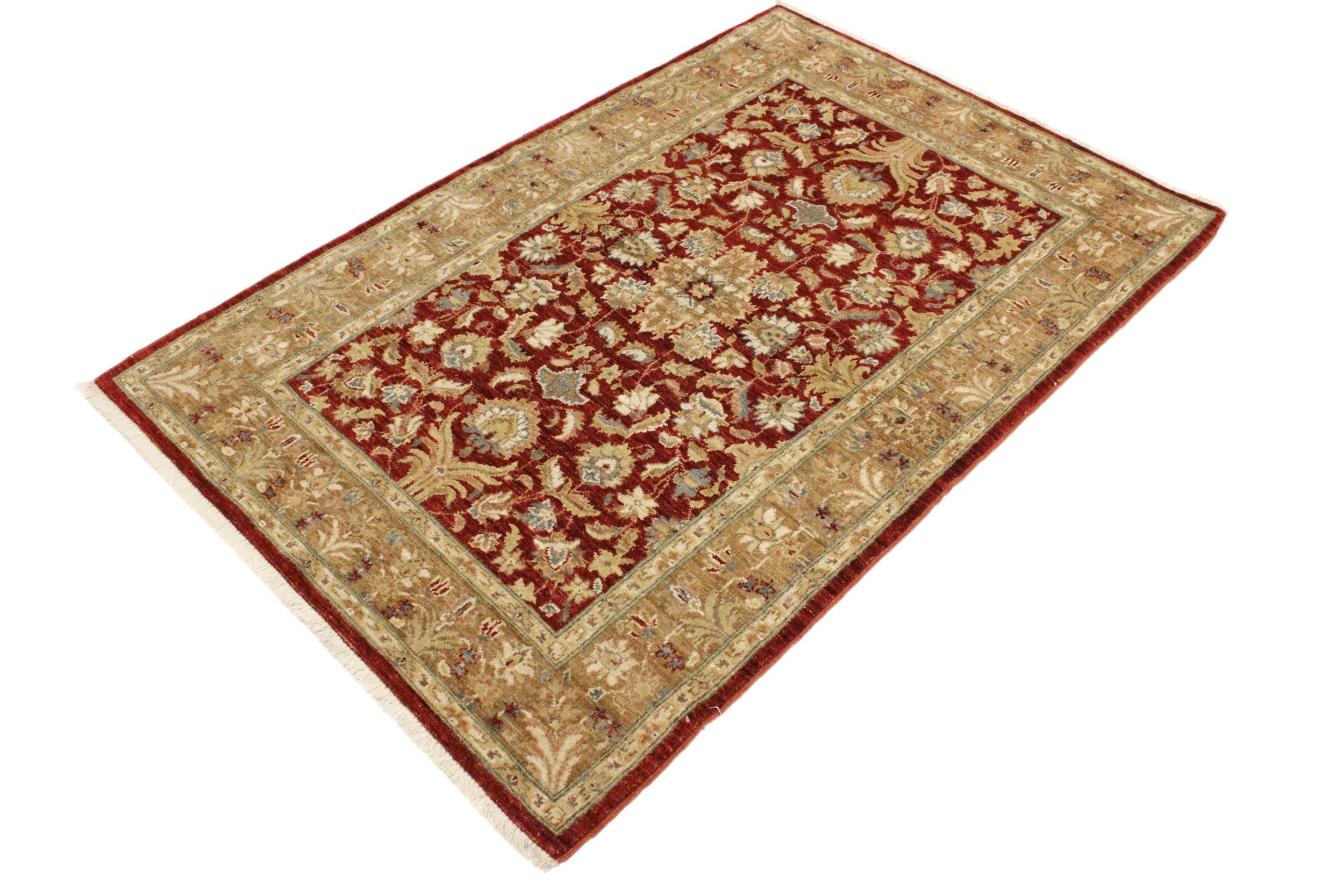 handmade Traditional Kafkaz Red Gold Hand Knotted RECTANGLE 100% WOOL area rug 4x6