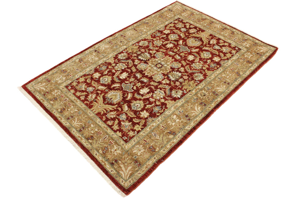 handmade Traditional Kafkaz Red Gold Hand Knotted RECTANGLE 100% WOOL area rug 4x6