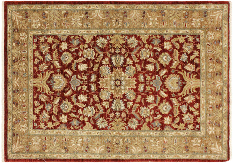 handmade Traditional Kafkaz Red Gold Hand Knotted RECTANGLE 100% WOOL area rug 4x6