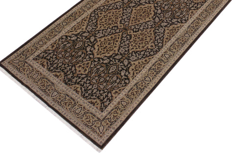 handmade Transitional Veg Dye Brown Gray Hand Knotted RUNNER 100% WOOL area rug 4' x 11'