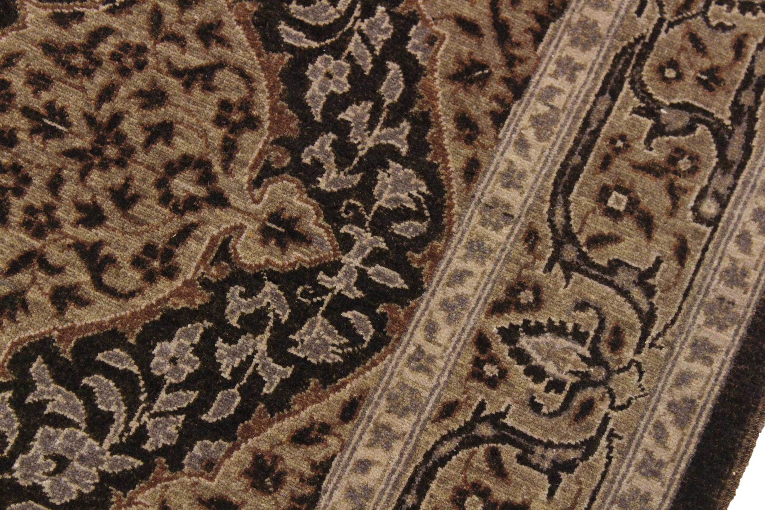 handmade Transitional Veg Dye Brown Gray Hand Knotted RUNNER 100% WOOL area rug 4' x 11'